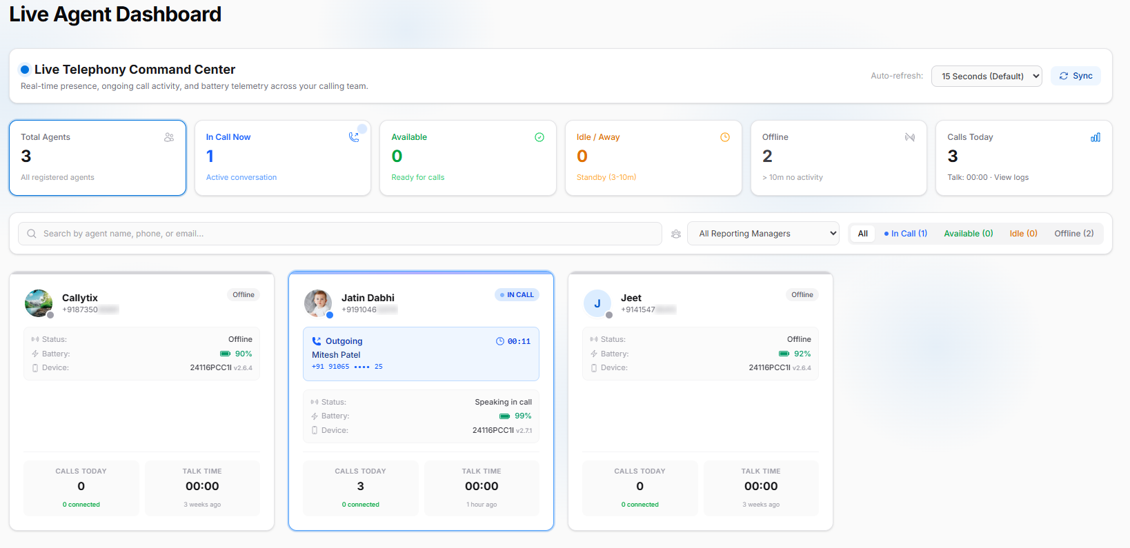 Real-Time Call Monitoring Dashboard
