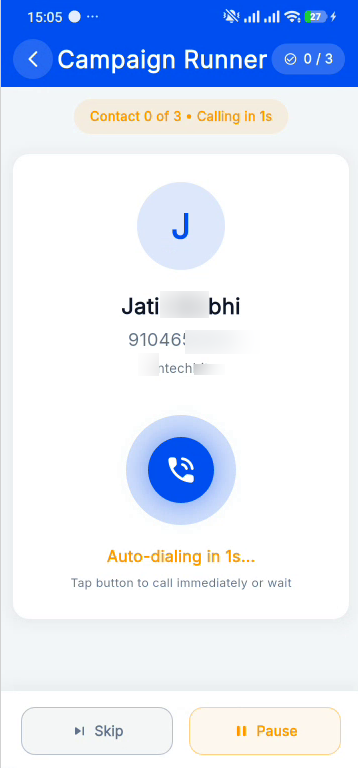 Callytix App Secondary Screen