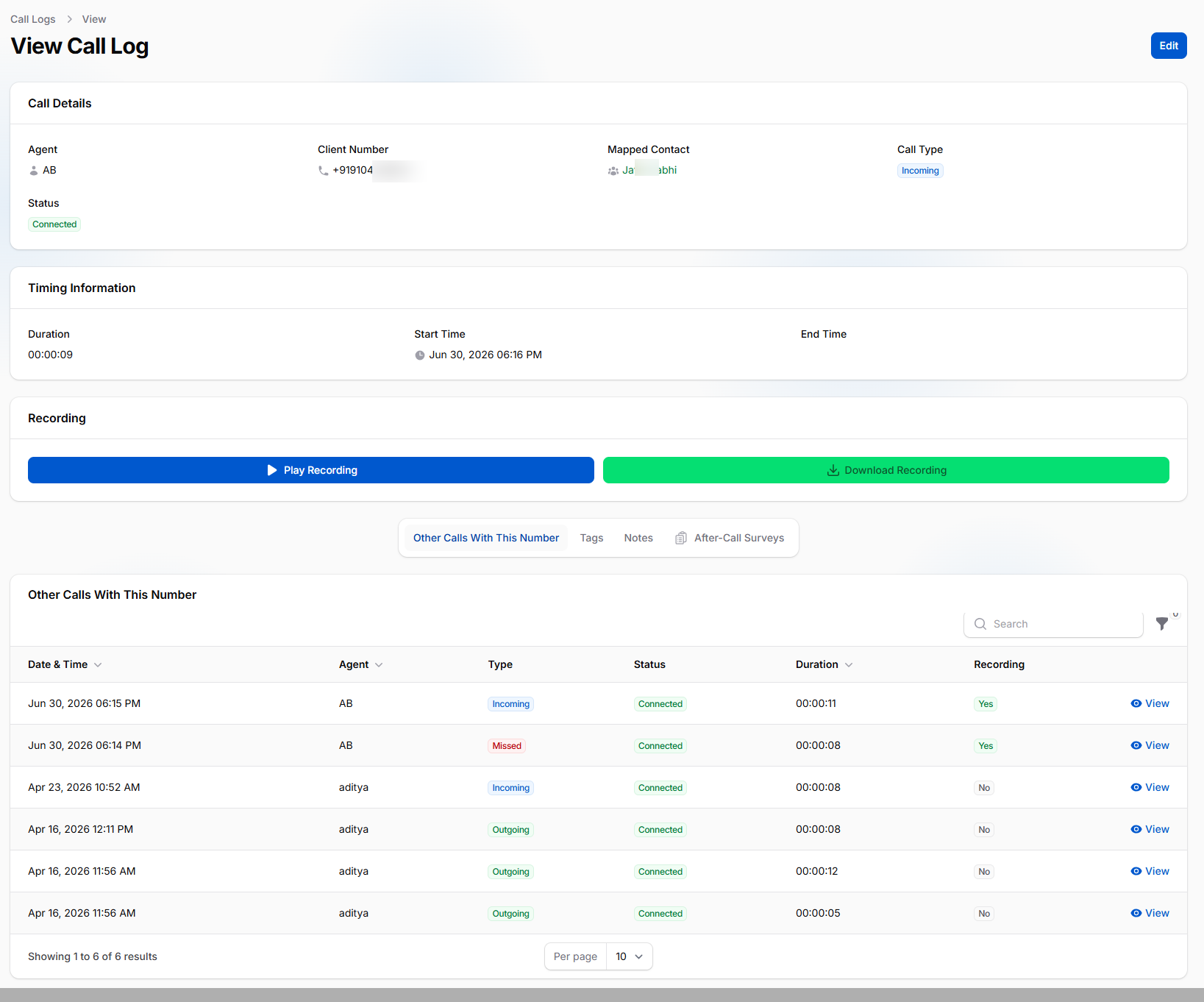 Call Recording Software for Sales Teams — Callytix dashboard